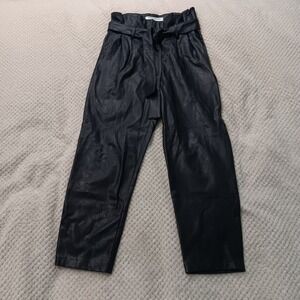 Amanda Uprichard‎ Womens Tessi Black Faux Leather Paperbag Pants Size P(XS)